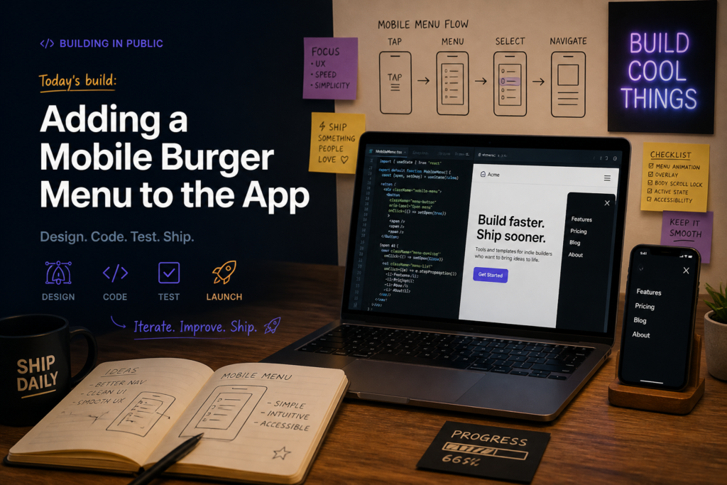 Mobile burger menu interface
